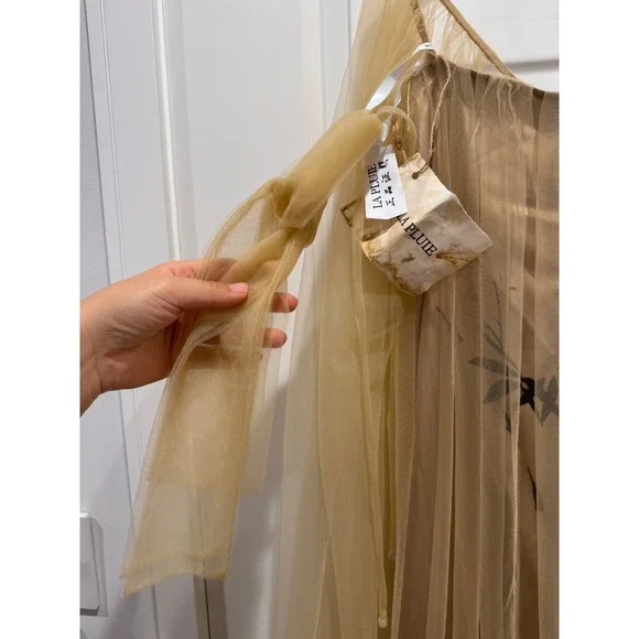 long flowy dresses for beach wedding OFF-SHOULDER TWEED PETAL MAXI DRESS IN BEIGE | CULT MIA main image 0